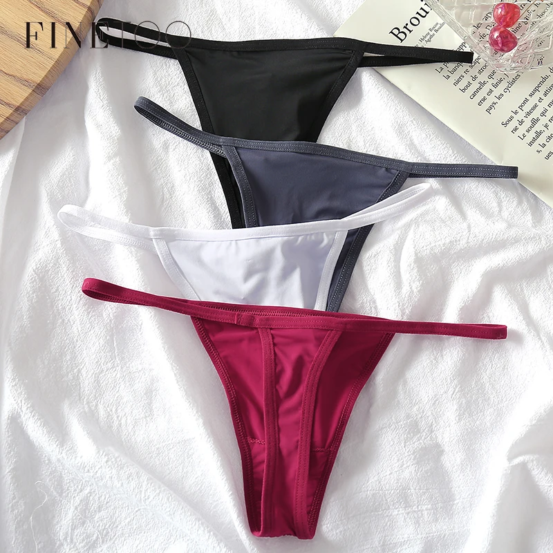 

FINETOO 3Pcs/set Sexy Low-rise Thongs Women Bikini Panties T-back Underpants M-XL Female G-String Panty Ladies Thong Lingerie