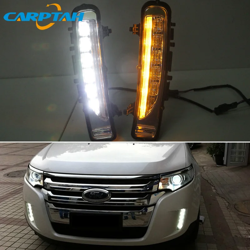 

Carptah 2PCS LED Daytime Running Light For Ford Edge 2009 - 2014 Yellow Turning Signal Relay Waterproof Car 12V LED DRL Lamp