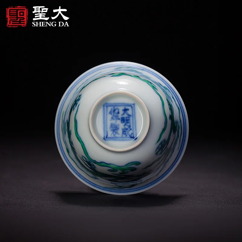 

Holy big ceramic seiko archaize doucai green dragon grain cup master cup cup jingdezhen tea sample tea cup