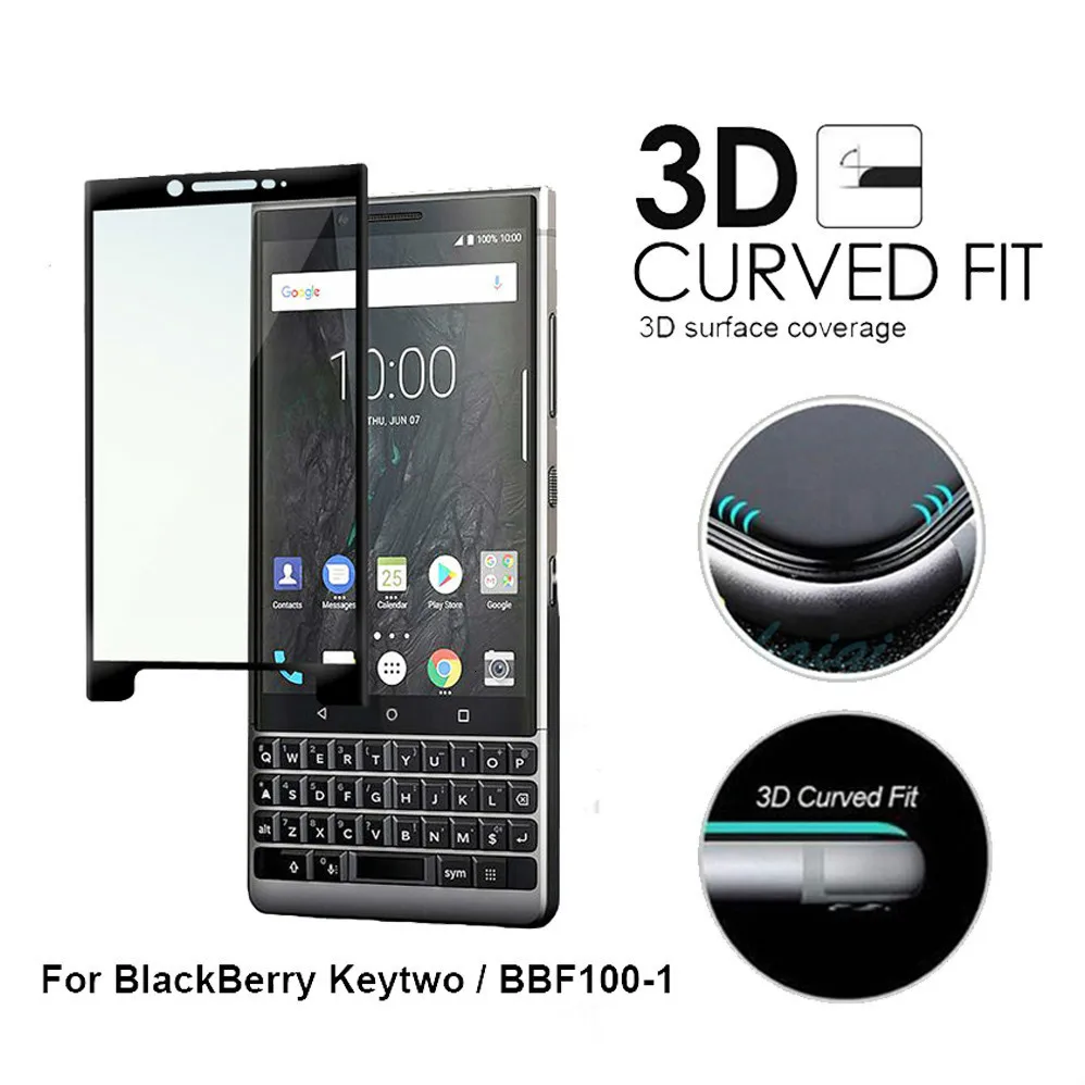 Для Blackberry Key2 BBF100 Прозрачный Силикон ТПЭ задняя крышка чехол 3D изогнутый 9H полный экран Закаленное стекло протектор экрана