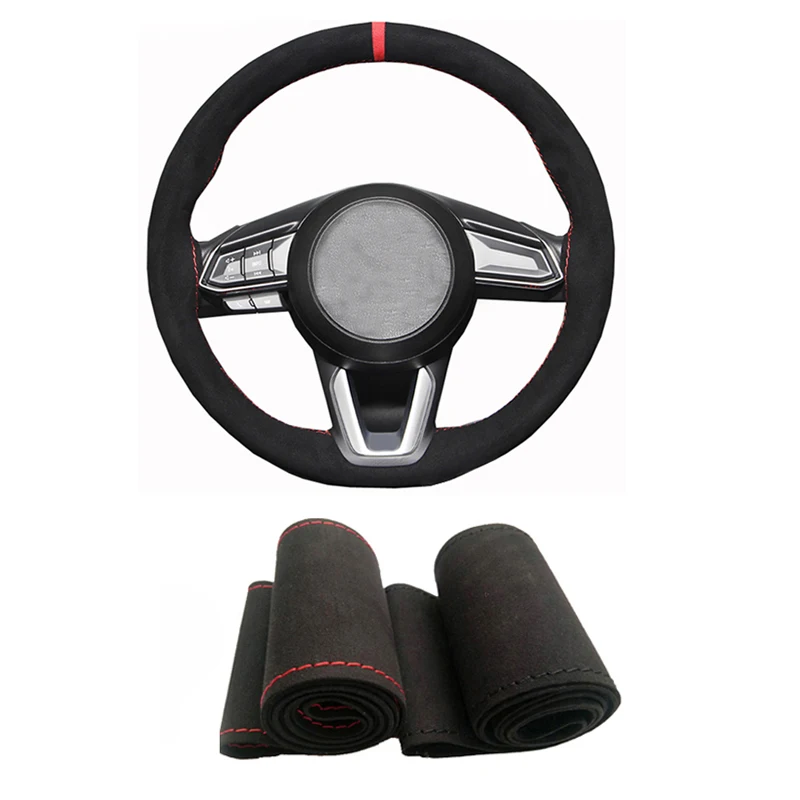 Чехол на руль из плетеной замши с подогревом для Ford Fiesta MK5 MK6 Golf 4 MK4 Jetta 5 6 Nissan X Trail T31