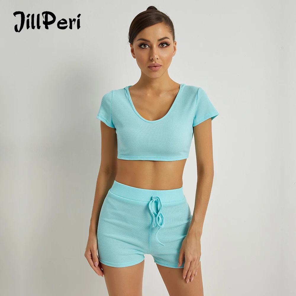 Женский Повседневный комплект из 2 предметов JillPeri мятный укороченный топ с