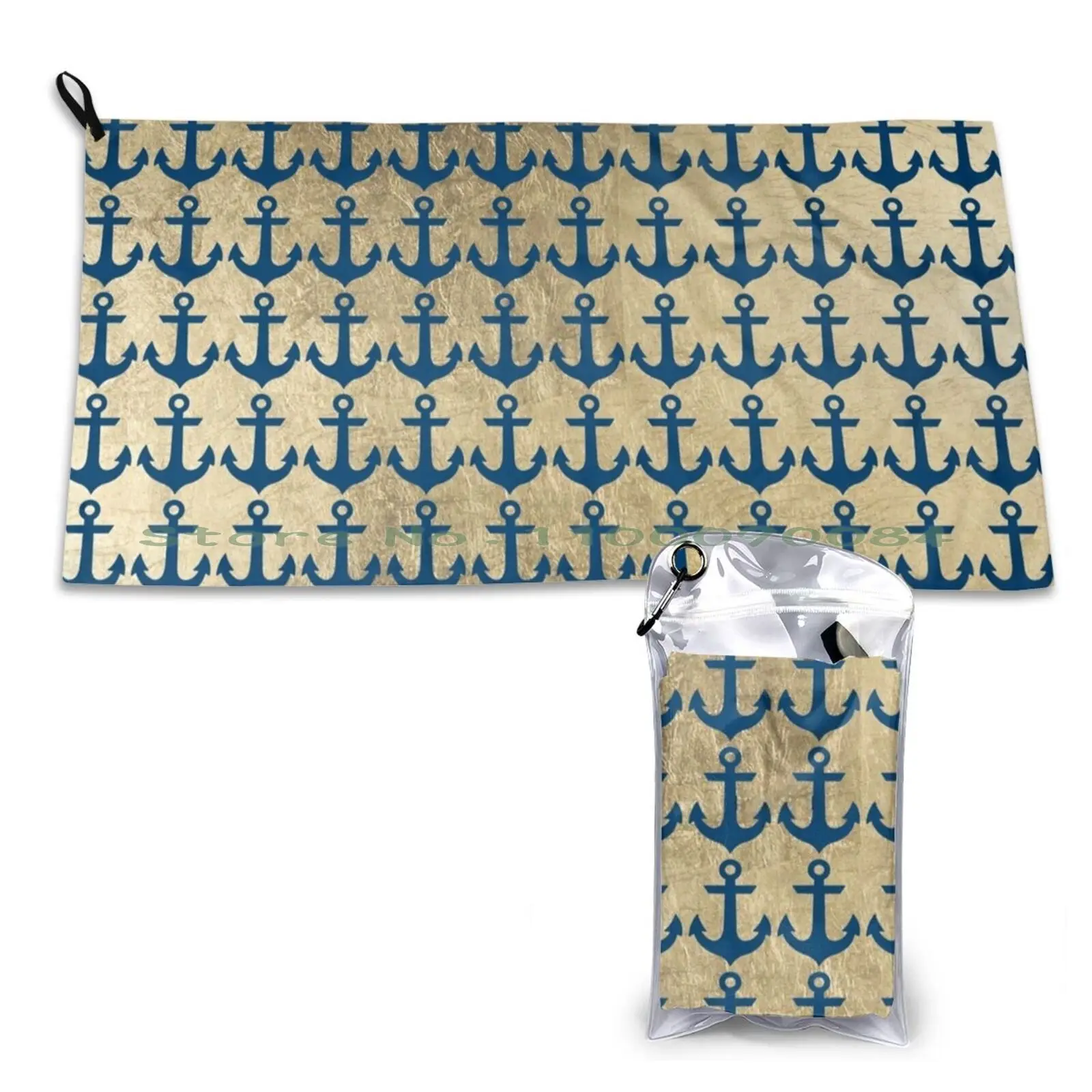 Темно-синее современное полотенце из искусственного золота с изображением якоря, быстросохнущее полотенце для спортзала, ванны, портативное банное полотенце для спорта, криптомонета, биткоинов, эфирума, зефри