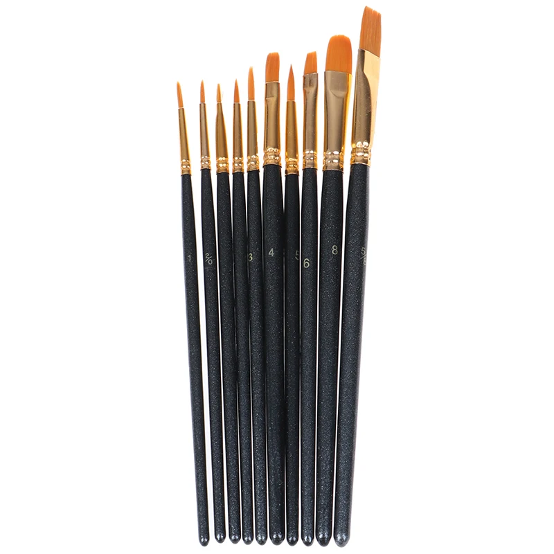 

10Pcs/Set Watercolor Gouache Paint Brushes Different Shape Round Pointed Tip Nylon Hair Painting Brush Set Art Supplies 19.2cm