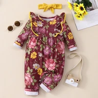 baby clothes girl spring fall baby girl rompers baby girl 2 piece set flower print baby rompersheadband baby girl clothes 0 18m