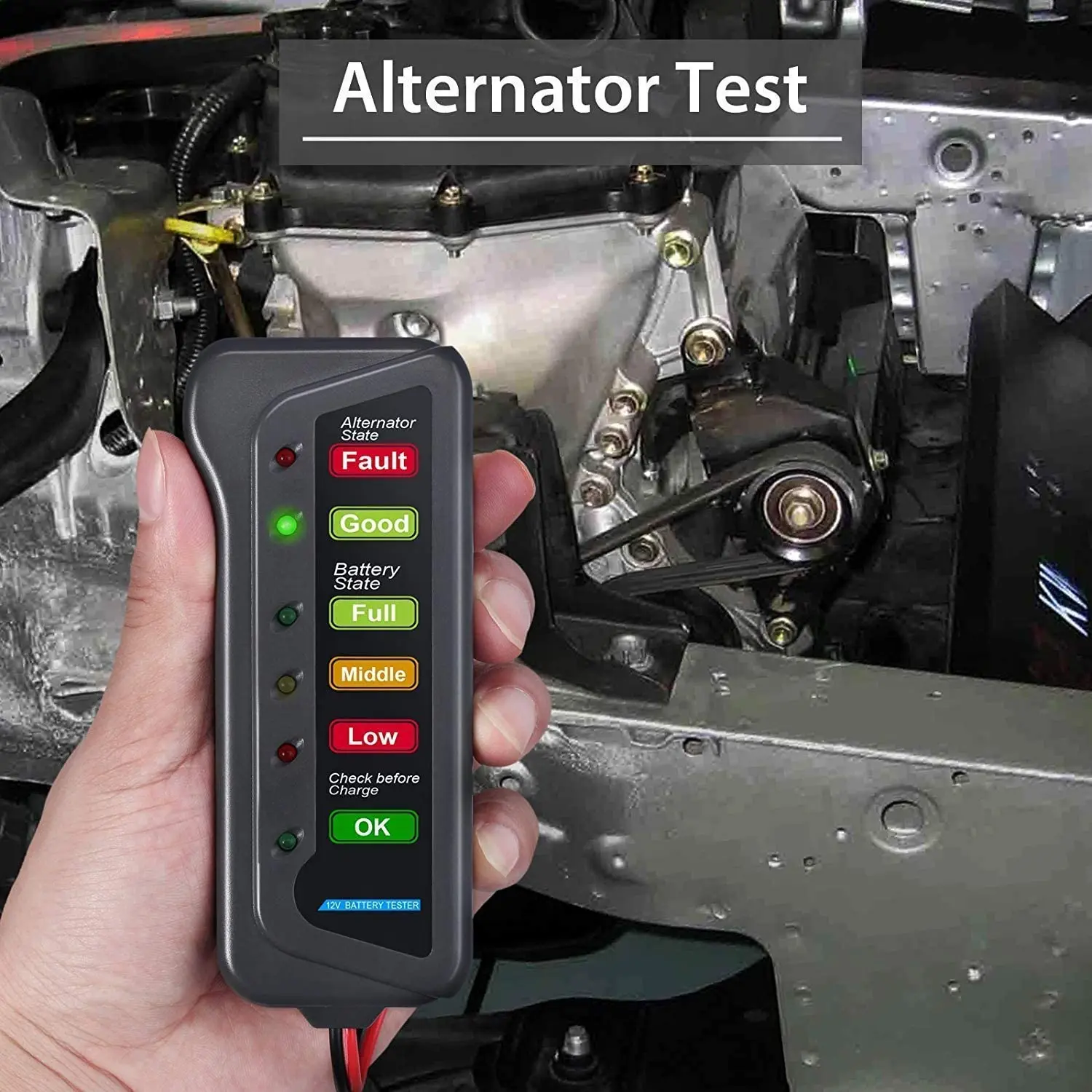 12V Батарея и генератор тестер с 6 светодиодами Дисплей проверить сканирования |