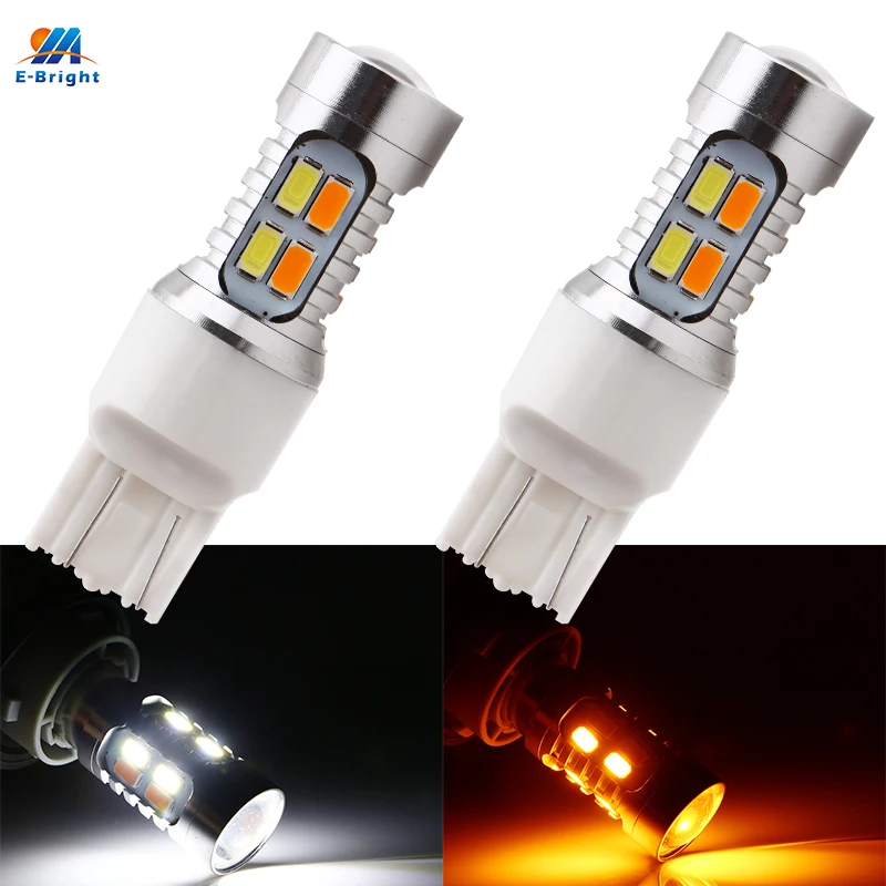 YM E-Bright 2 шт. 7443 7444NA 5730 20 SMD T20 Светодиодные Автомобильные Лампы янтарного/белого