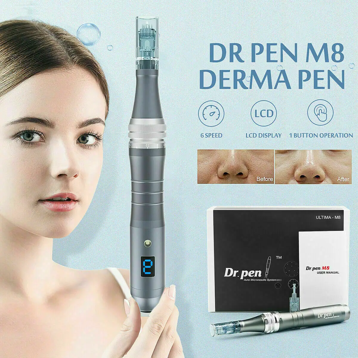 Hot Sale Micro Needling Pen Wireless 6 Digital Speed Dr.Pen M8-W Needle Cartridge For Micr Needle Therapy Facial Skin Care