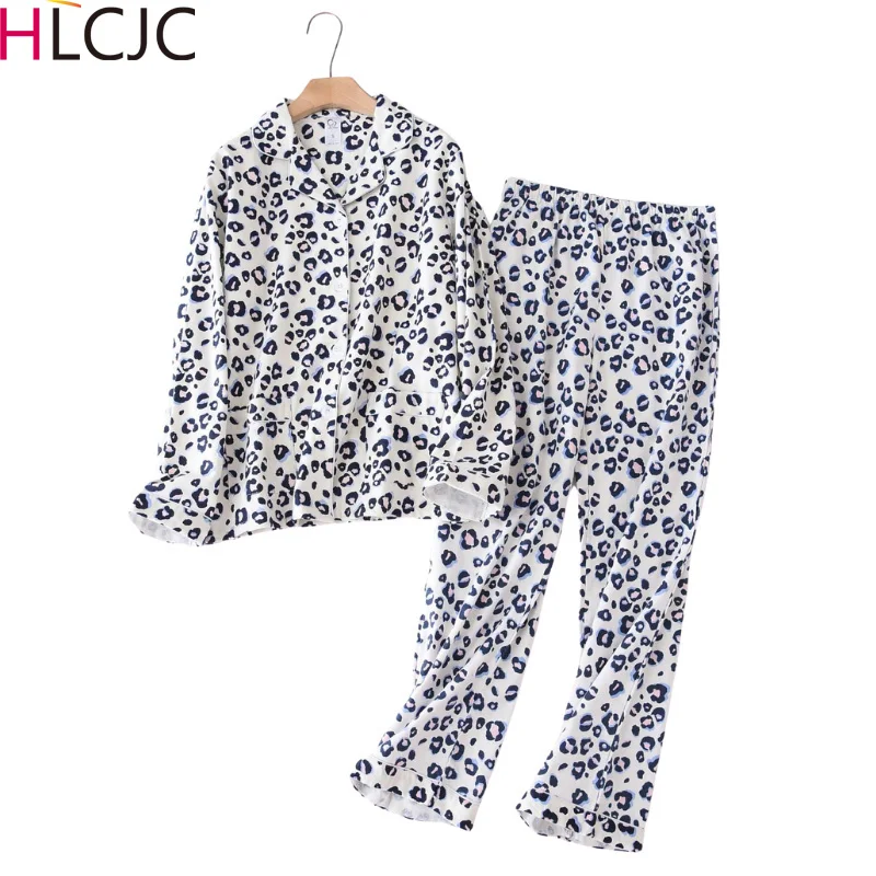 Осенне зимняя Пижама большого размера одежда для сна Хлопковая пижама женская