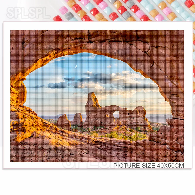 

5D Diamond Painting Landscape Cave Rock Wall Sea Sky Forest Valley Home Decoration Bedroom Living Room Corridor Kitchen Poster