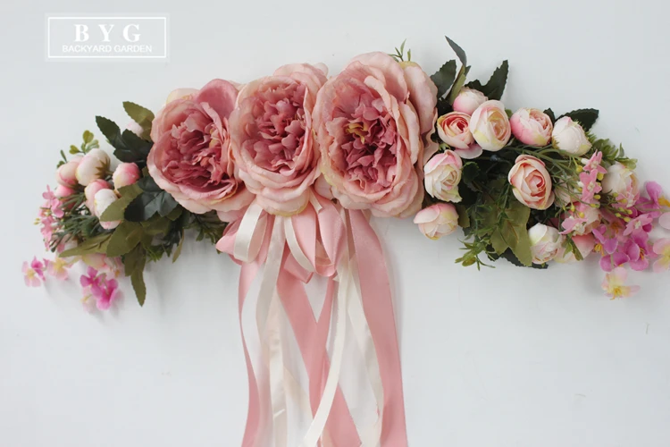 Искусственный цветок пиона венок гирлянда кресло заднее окно зеркало Настенный