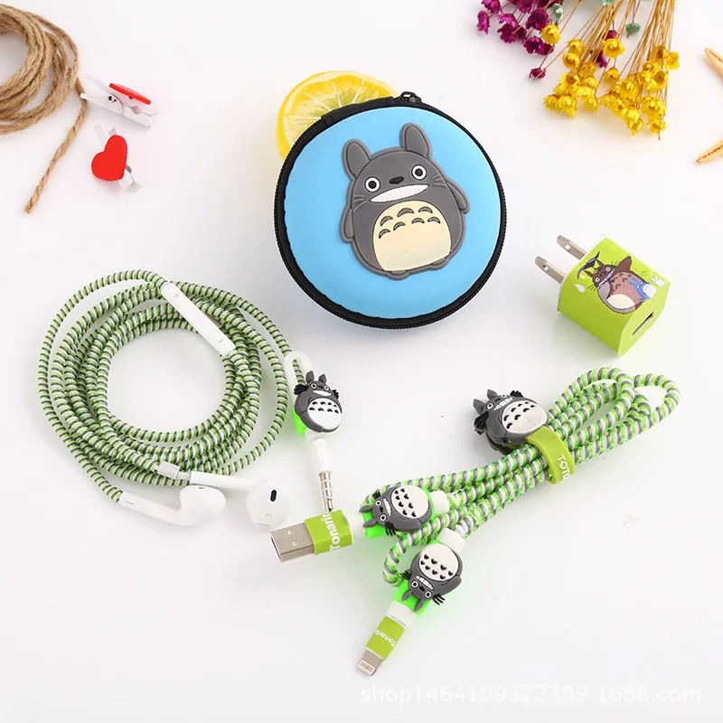 Красивый милый мультяшный защитный набор для USB кабеля наушников с наклейками