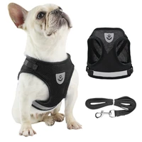 breathable dog cat pet harness and leash set puppy cat vest harness collar for chihuahua pug bulldog cat