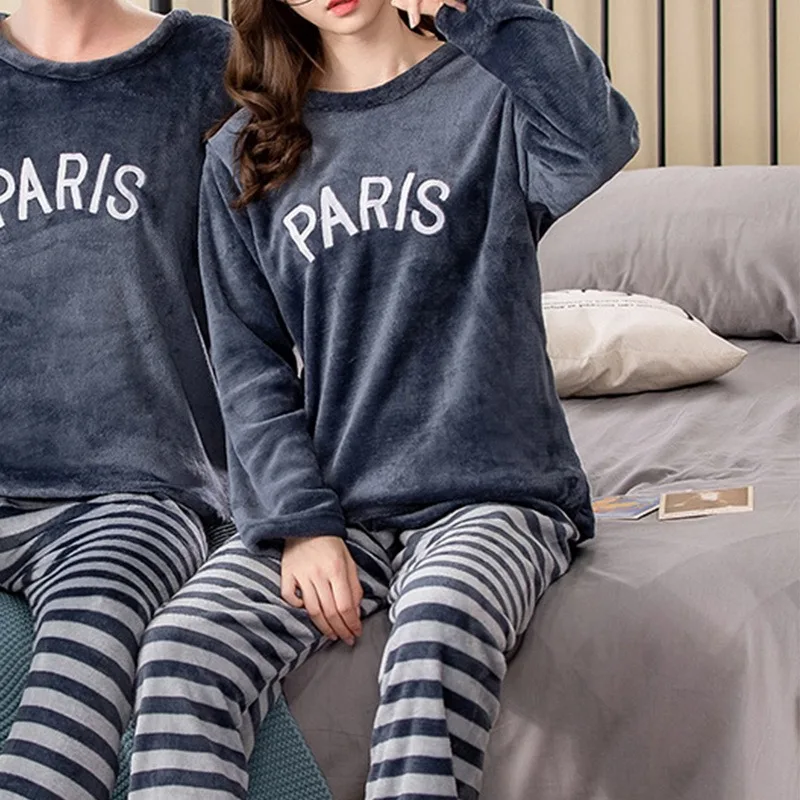 WENYUJH Осенняя Пижама для пар мужчин и женщин 2 шт. пижамный комплект домашняя