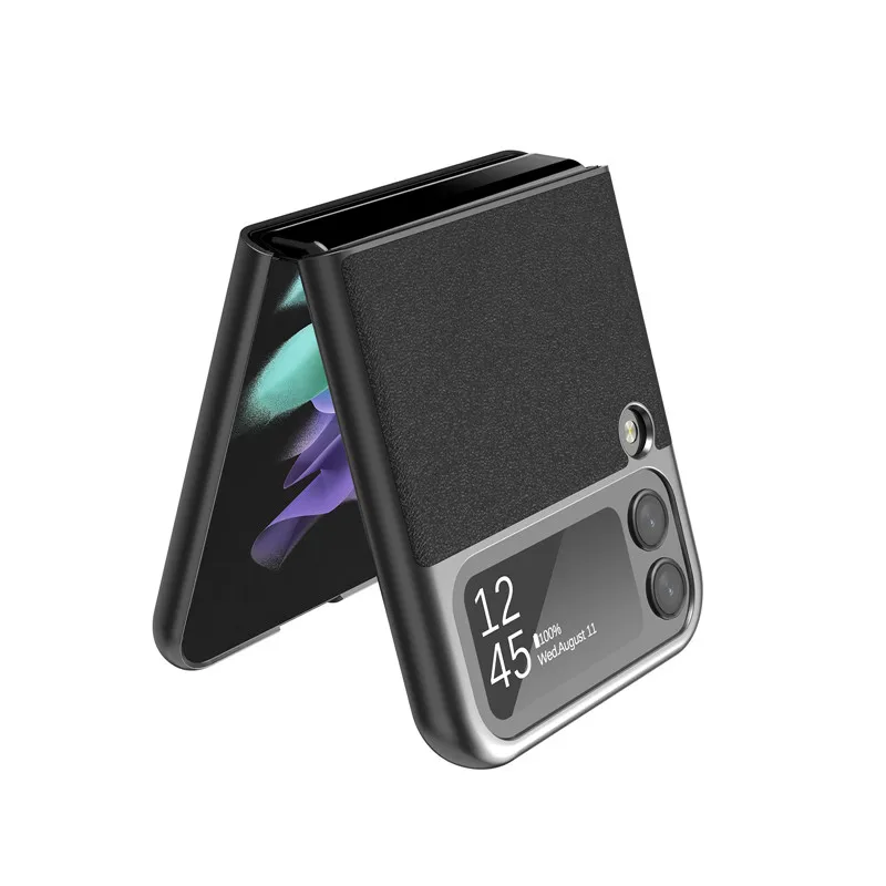 Luxury Elegant SM-F711B Case for Samsung Galaxy Z Flip3 5G Case Cover For Samsung Z Flip 3 SMF711B Soft Leather TPU Phone Etui