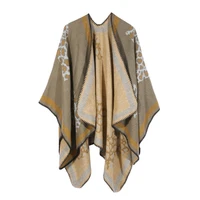 autumn winter british plaid ladies travel shawl imitation cashmere ethnic style split plus size loose thickened cloak scarf