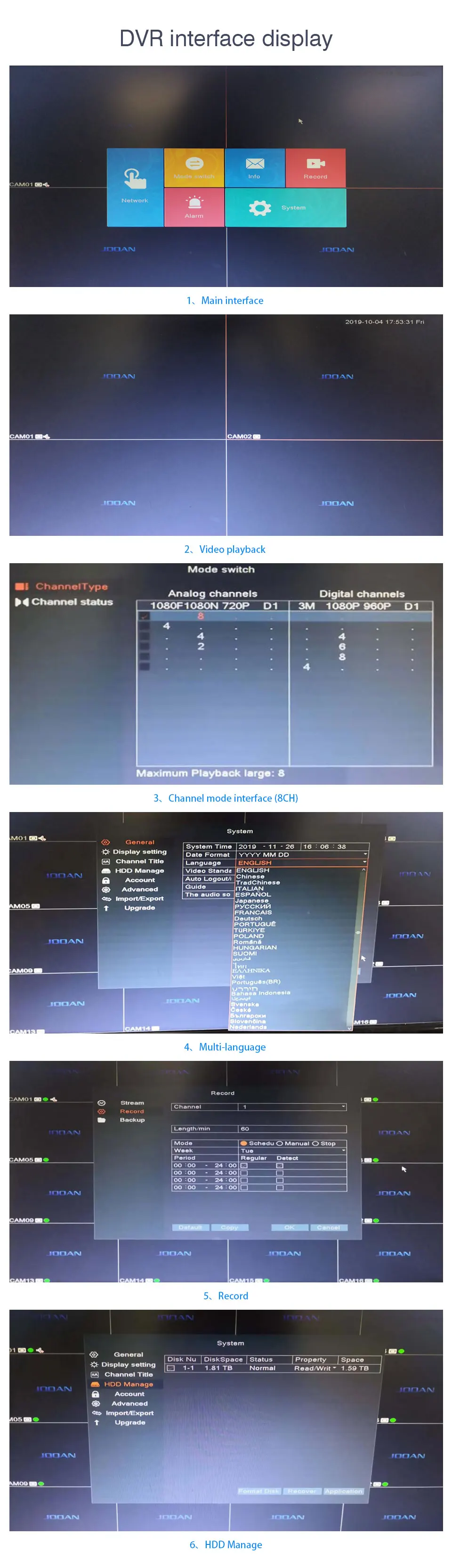 CCTV 8CH DVR H.264 AHD DVR NVR 8ch HDMI цифровой видеорегистратор для камер видеонаблюдения HDMI видео выход Поддержка аналоговая AHD IP камера