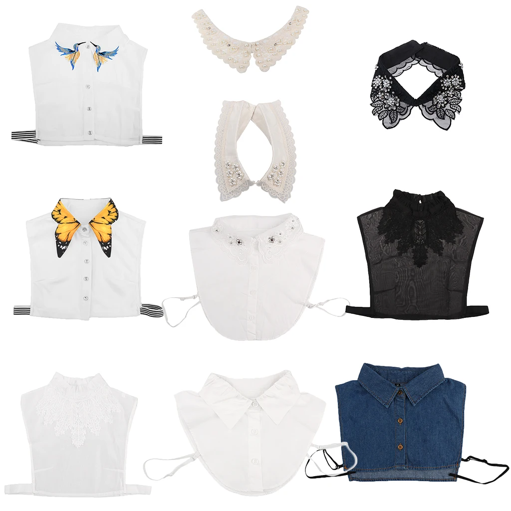 

Fashion Women Removable Fake Embellished Collar Removable False Blouse