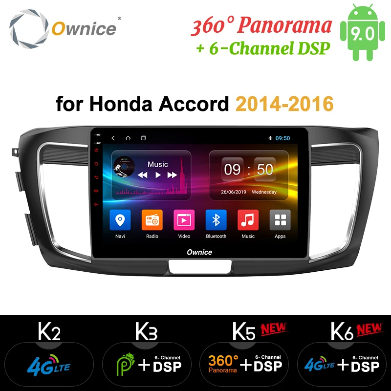 Ownice 10.1" Android 9.0 Car Radio Player GPS Navi k3 k5 k6 for HONDA Accord 9 DVD 4G LTE 360 Panorama DSP SPDIF