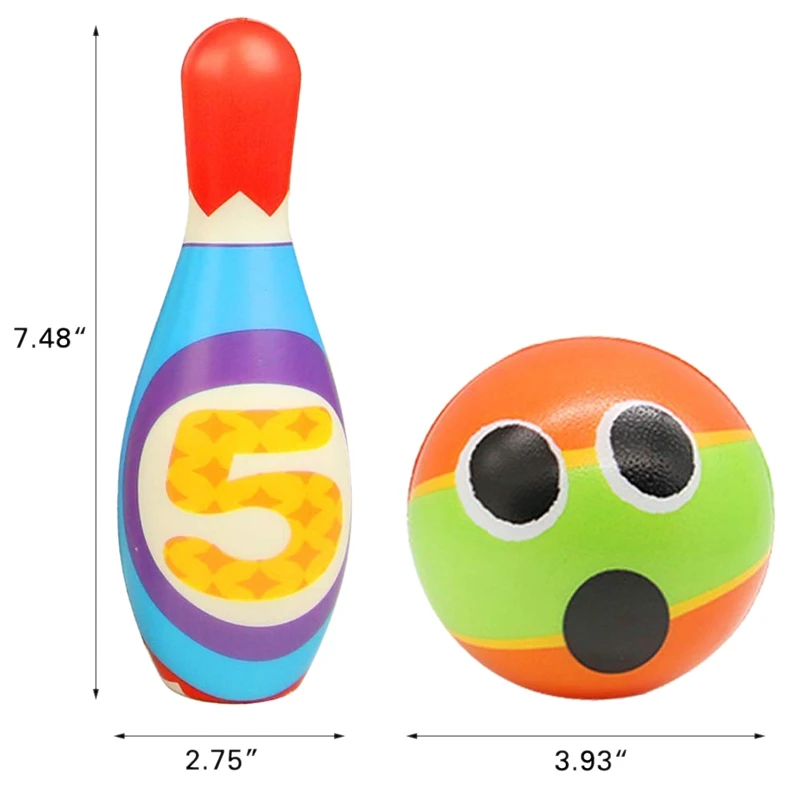 Kids Foam Bowling Set 10 Indoor Colorful Soft Pins 2 Balls Toddlers Toys Printed with Number Sport Gift for Baby Boys | Игрушки и хобби