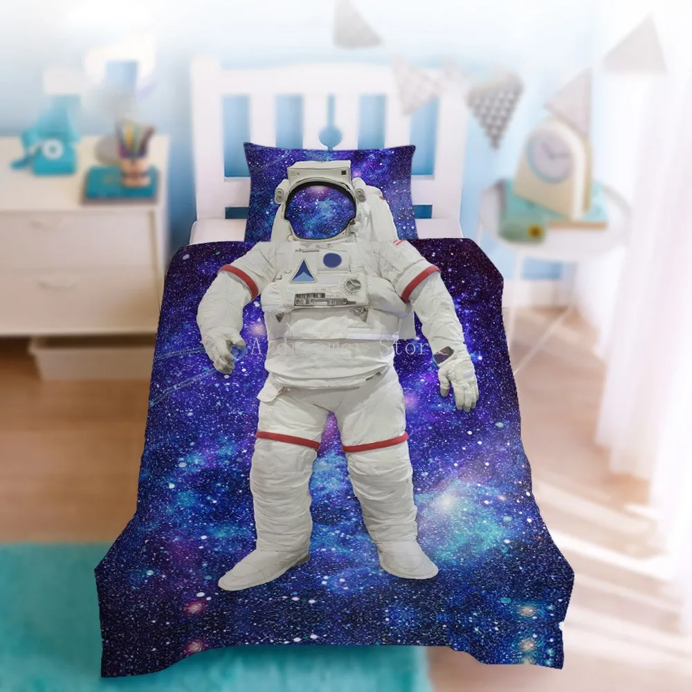 Princess Dress Girls Single Person Bedding Set Cartoon Astronaut Cosplay Duvet Cover Twin Size Pillowcase |