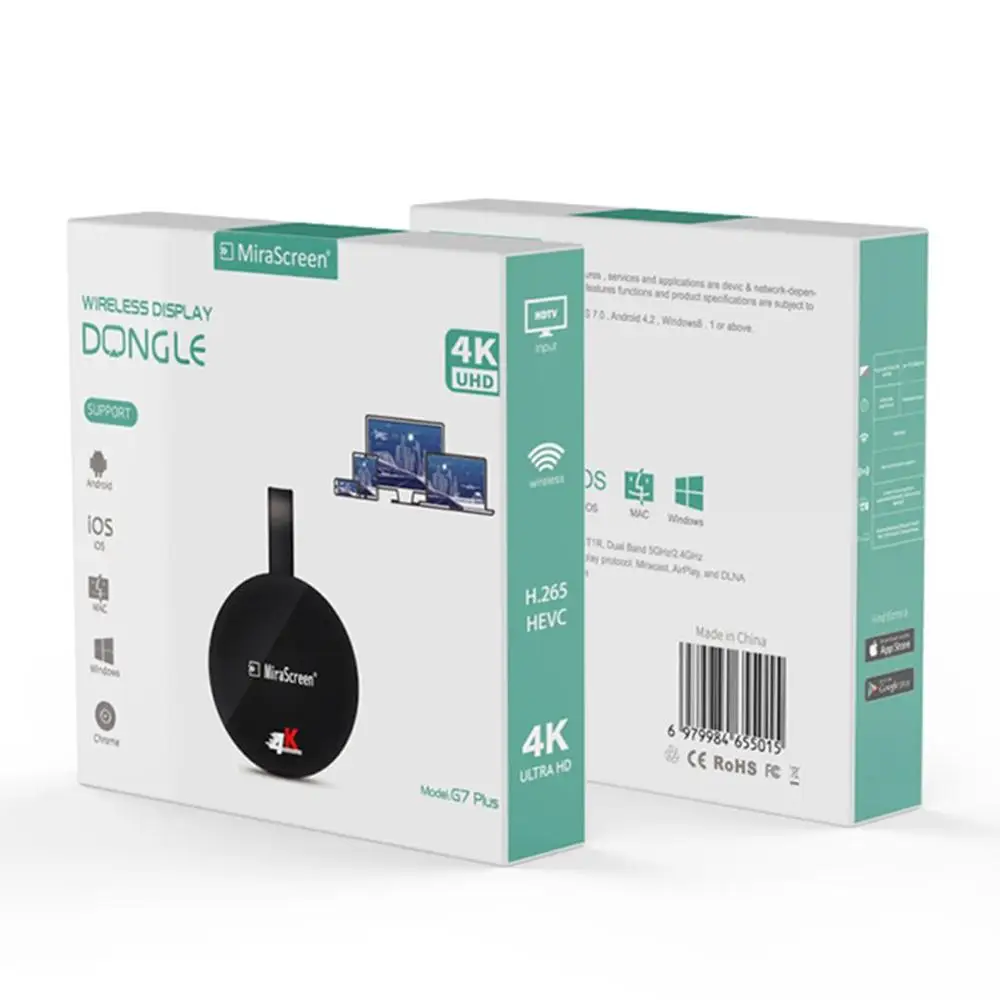 

G7 Plus 4K 2.4G/5G TV Stick Wireless DLNA AirPlay Mirascreen HDMI-compatible Wifi Dongle Receiver