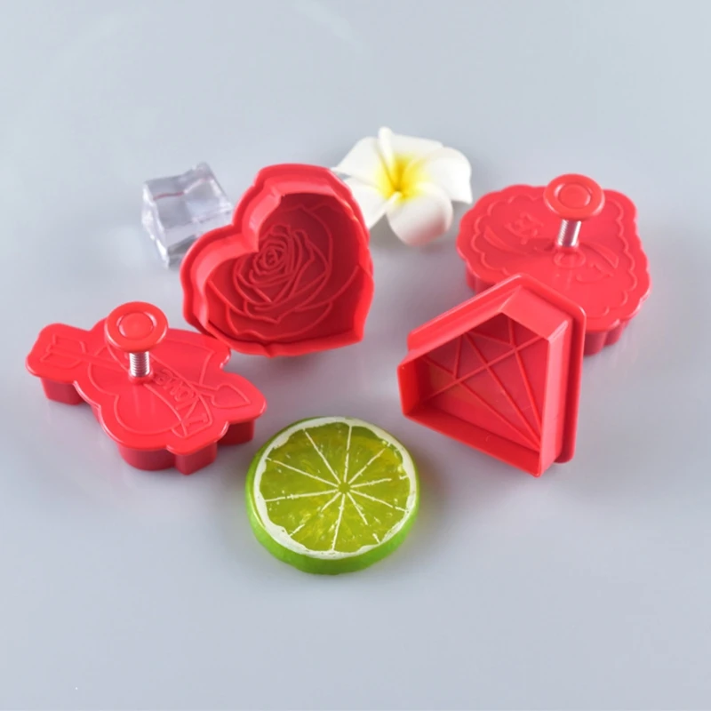 

4pcs 3D Rose Heart Spring Cookie Mold Biscuit Cutter Baking Mould Cake Decor PXPD