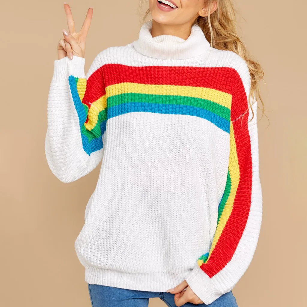 Женские свитера Модный осенне-зимний женский вязаный свитер с длинным рукавом в