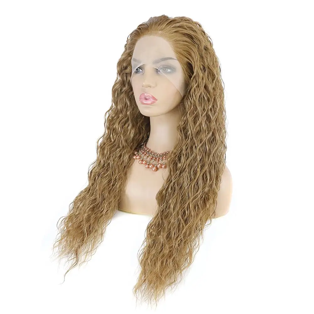 13x4 женский парик с синтетическим кружевом спереди Длинный свободный вьющийся из