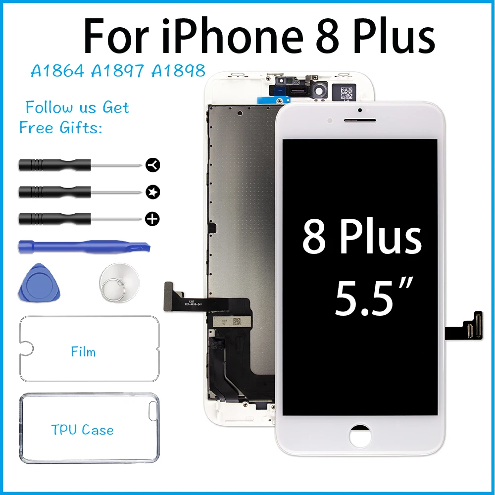 Pantalla LCD для iPhone 8 Plus 3D Force сенсорный экран замена дигитайзер сборка без битых