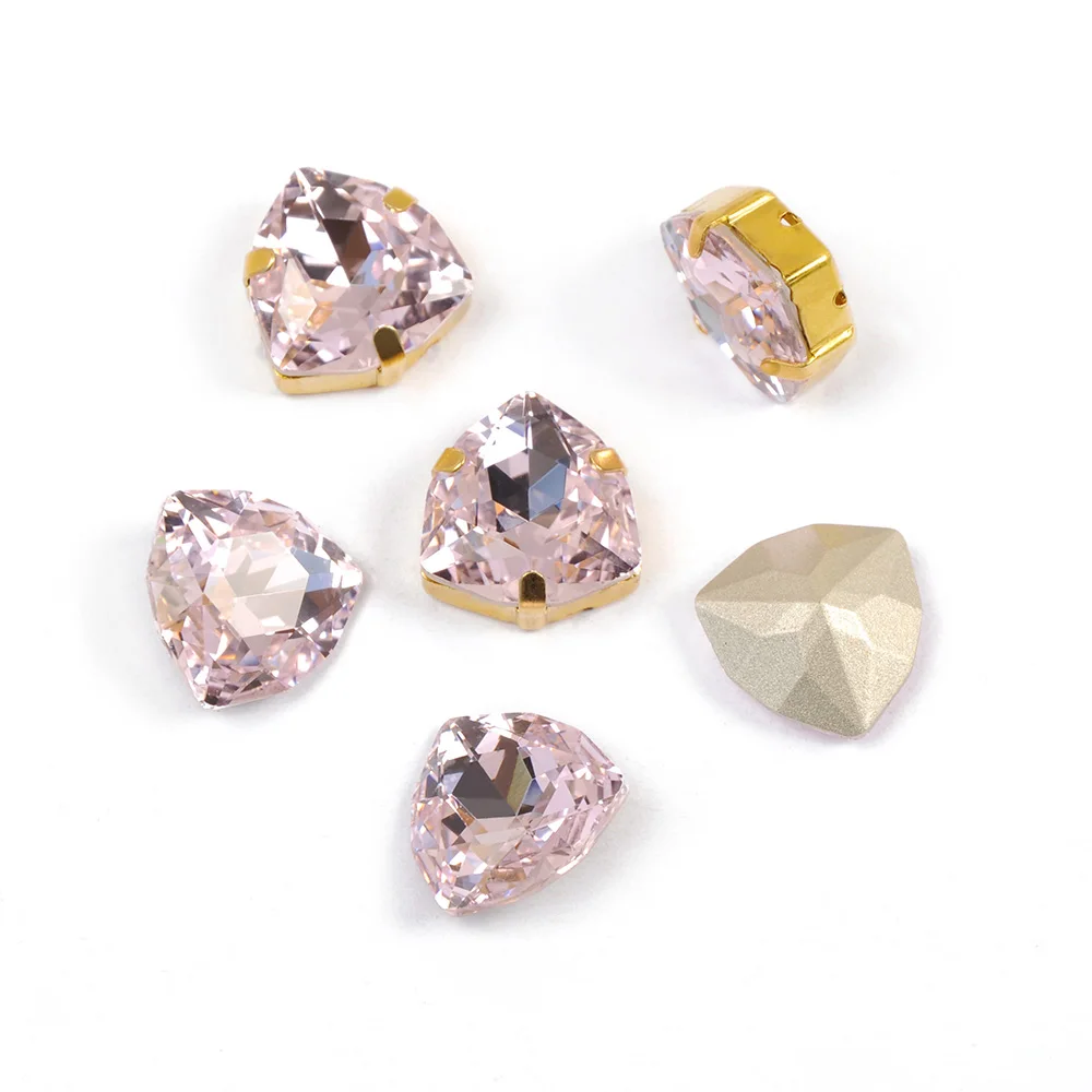 YANRUO 4706 Triangle Light Rose Shiny Glass Stones Sewing Crystals Rhinestones Diamond Gems Strass Jewelry For Dress | Дом и сад