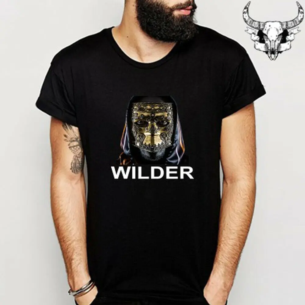 Мужская черная футболка для бокса Deontay Wilder Mask, размеры от S до 3XL