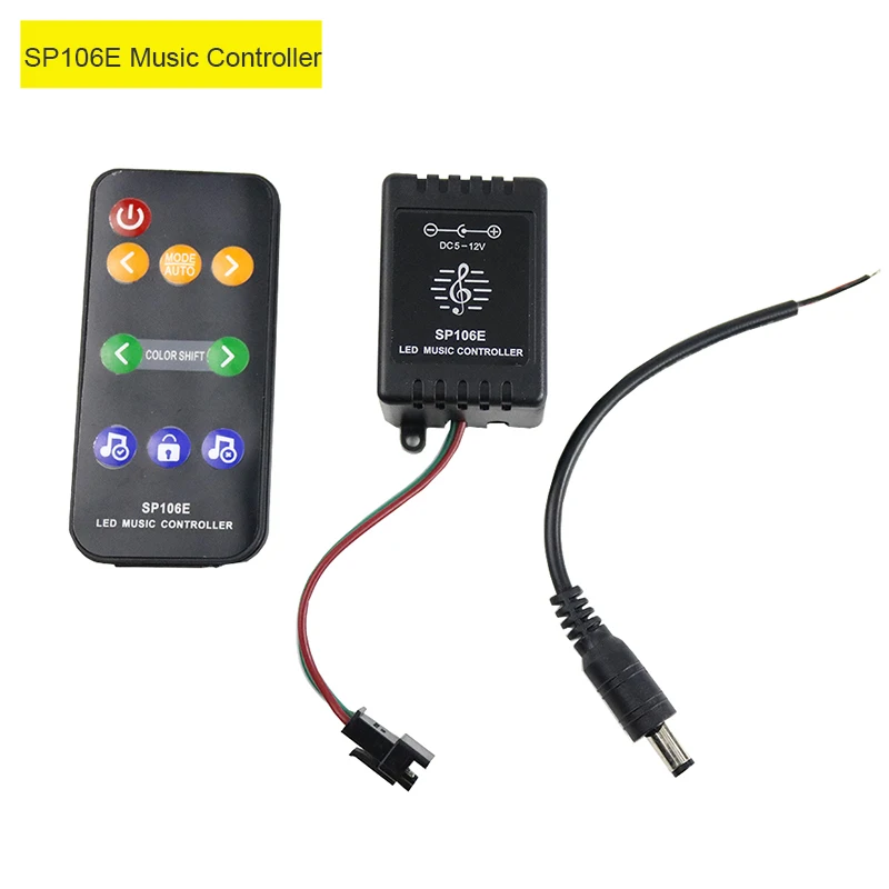 SP106E RF 9 ключей Светодиодный музыкальный контроллер DC5V-12V WS2811/WS2812 /6812/1903/Magic