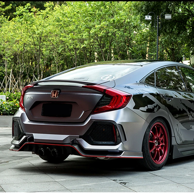 For Honda Civic 10th Sedan 2016 2017 2018 2019 Car Decoration ABS Plastic Paint Painting Color Rear Trunk Spoiler | Автомобили и