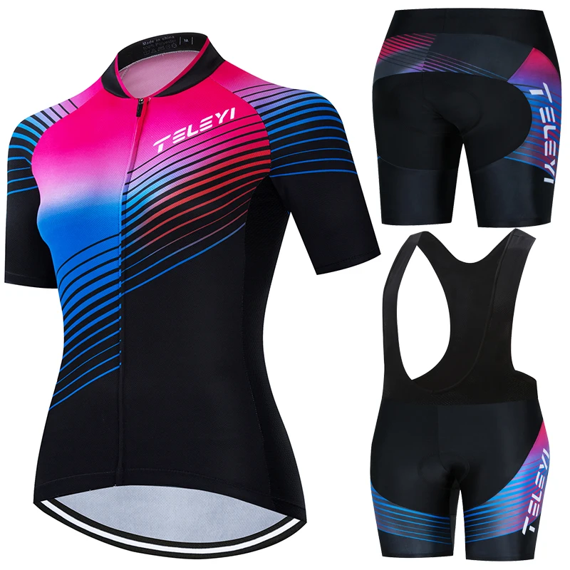 

TELEYI Maillot 2021 Breathable Cycling Jersey Women Summer Mtb Cycling Clothing Bicycle Bike Clothes Polyester ciclismo mujer