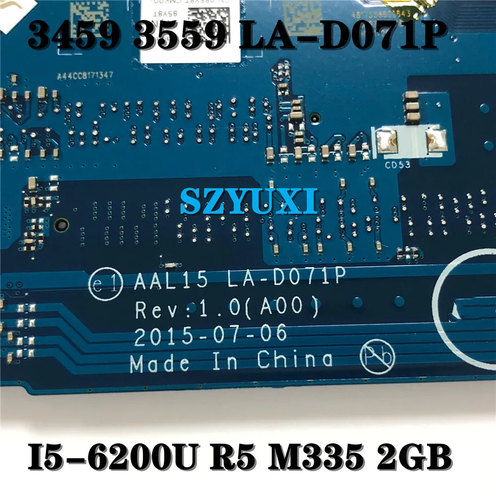 Оригинальная материнская плата R5 M335 2 ГБ для Dell VOSTRO 3459 3559 диагностика 15 системная