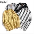 Футболка BOLUBAO мужская с длинным рукавом, Повседневная рубашка с круглым вырезом, свободная полосатая футболки, рубашка, топы, весна-осень