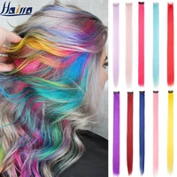 hairro 53 colored clip in one piece for ombre hair extensions pure color straight long synthetic hair fake hair pieces for women
