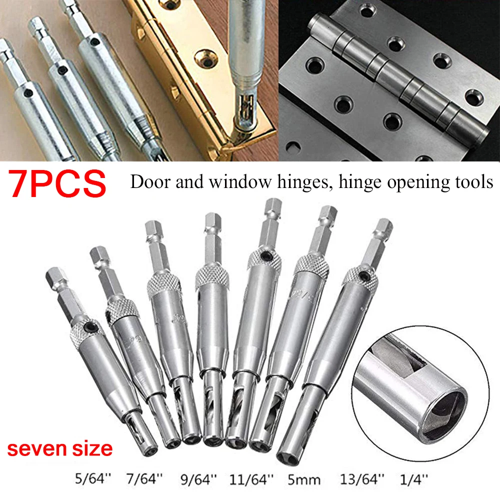 

Power Tools 7pcs Core Drill Bit set Hole Puncher Hinge Tapper Self Centering Hinge Tappers Hole Puncher Woodworking Tools