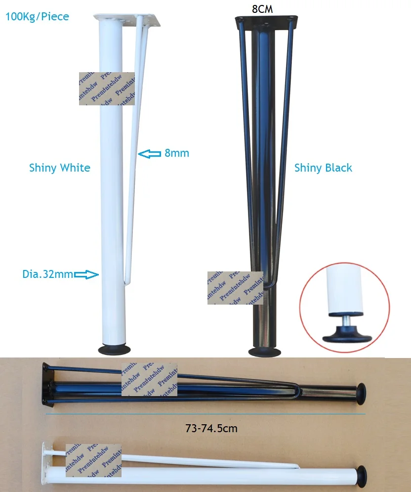 4 шт./партия H72CM Североевропейский кофейный, чайный столик, планка для выравнивания ног, блестящая белая черная шпилька