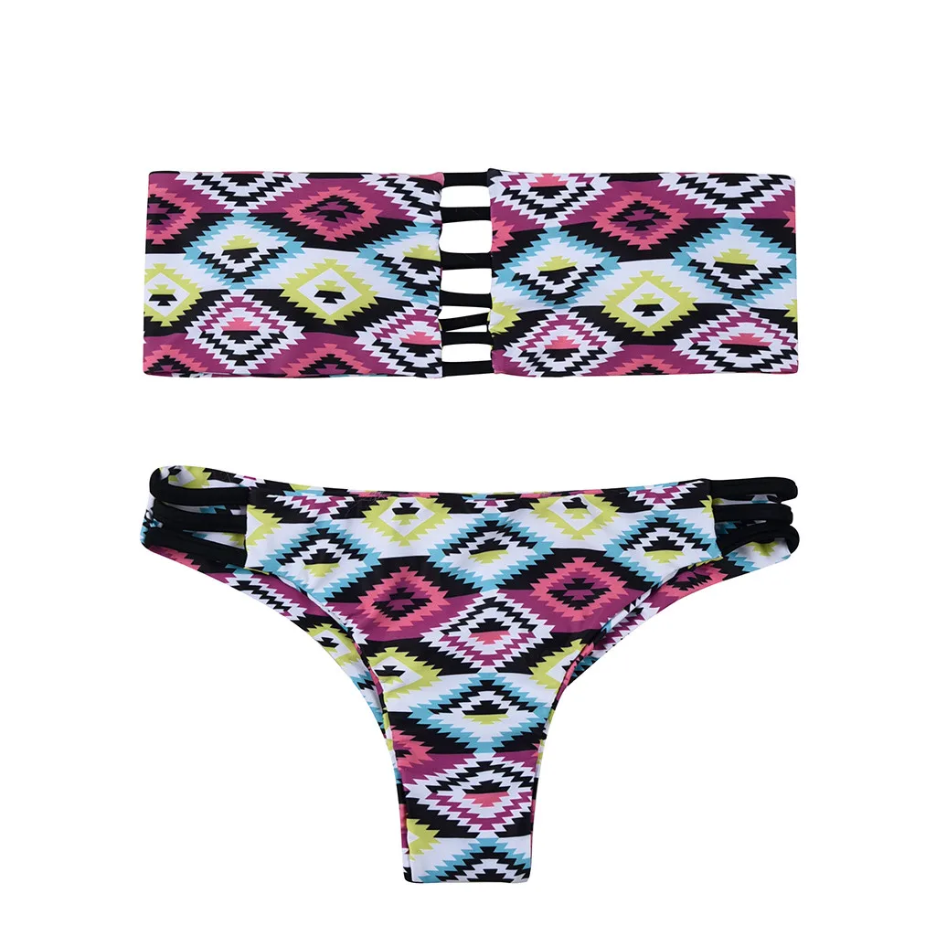 

Sexy Bandage Bikini Women Floral Print Swimwear Push Up Swimsuit High Waist Bikinis Brazilian Biquini Bandeau Bathing Z530