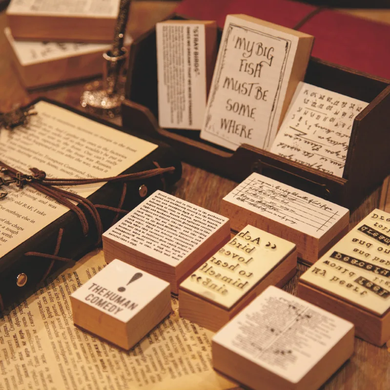 Винтаж Ретро английском библиотеки штампы буквы DIY деревянные и резиновые для