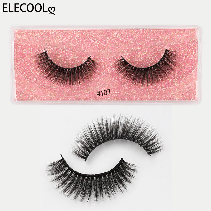 

ELECOOL Makeup Eyelashes 3D Mink Lashes Fluffy Soft Wispy Natural Cross Eyelash Extension Reusable Lashes Mink False Eyelashes