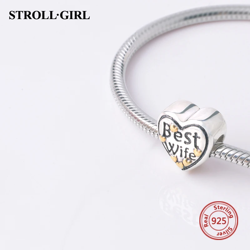 Новый Любовник Сердце штампованные Best жена Талисманы Бусины Fit подлинным браслет