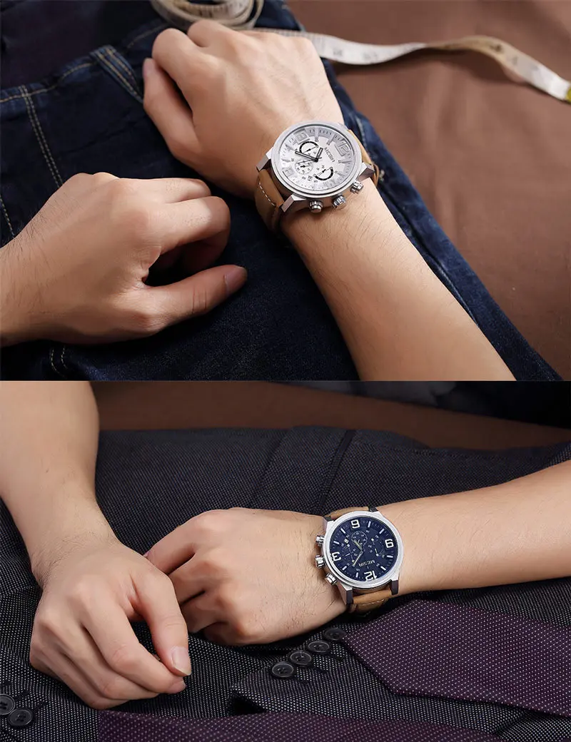 Часы наручные MEGIR мужские с хронографом роскошные Брендовые спортивные