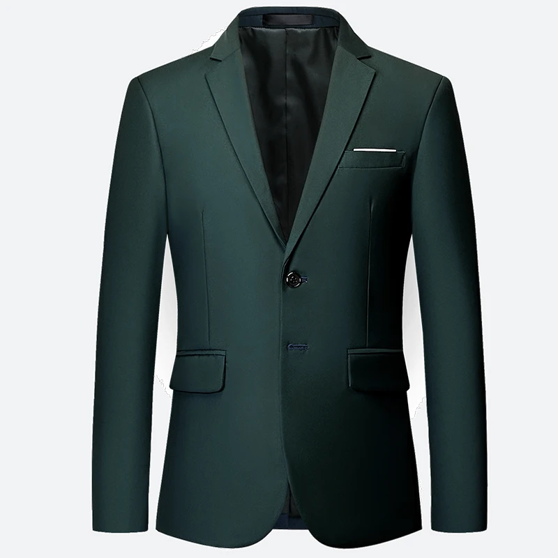green Blazer Классический мужской костюм, набор,, высокое качество, подгонянный, сплошной цвет, тонкий, деловой костюм, жених, свадебная одежда, высокое качество, смокинг/2 шт - Цвет: green Blazer