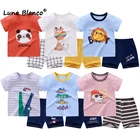 От 6 месяцев до 6 лет Одежда для мальчиков и девочек, костюм для подростков, летний хлопковый комплект одежды для мальчиков, подходящая детская одежда, костюм для девочек