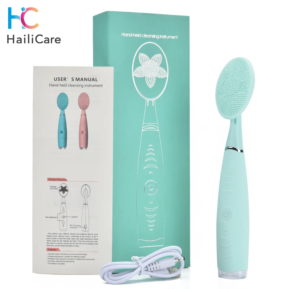 

Hand-Held Electric Silicone Facial Cleansing Brush Waterproof Wash Brush Household Portable Cleansing Massage Instrument