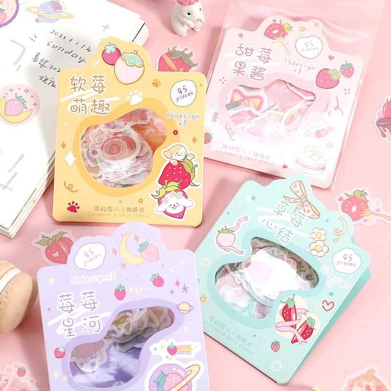 

45 листа/уп наклейки для ногтей Набор наклеек Набор Клубника серии «сделай сам» милые наклейки Ins Стиль Скрапбукинг школьные канцелярские то...