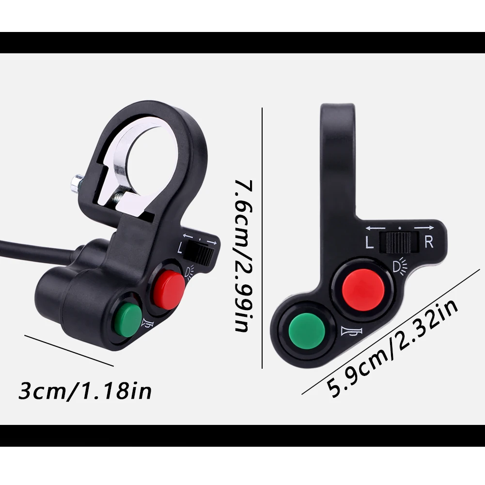 Универсальный светильник на руль мотоцикла 22 см с 3 кнопками и пластиковым